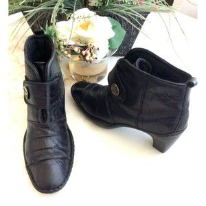 Josef Seibel Women's Black  Leather Block Heel Closed Toe Pump Sz US 9/EU 39